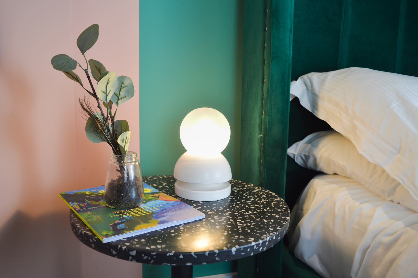 Tia | Modern Round Sculptural Small Table Lamp