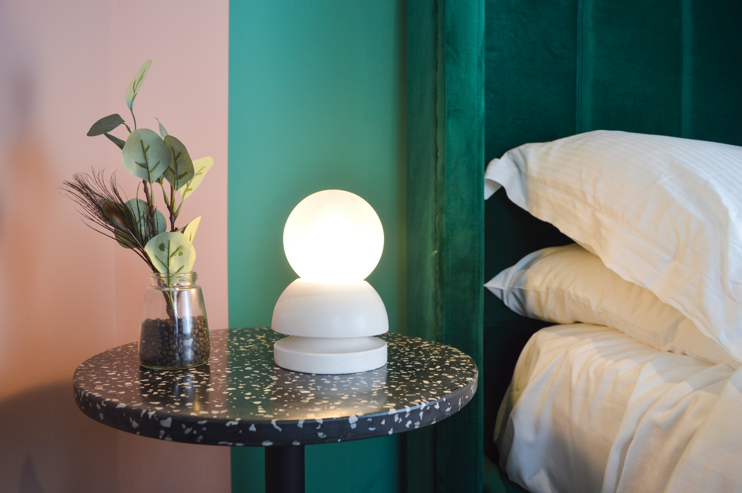 Tia | Modern Round Sculptural Small Table Lamp