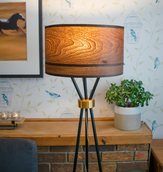 American Walnut Veneer Lampshade for Floor Lamps or Table Lamps