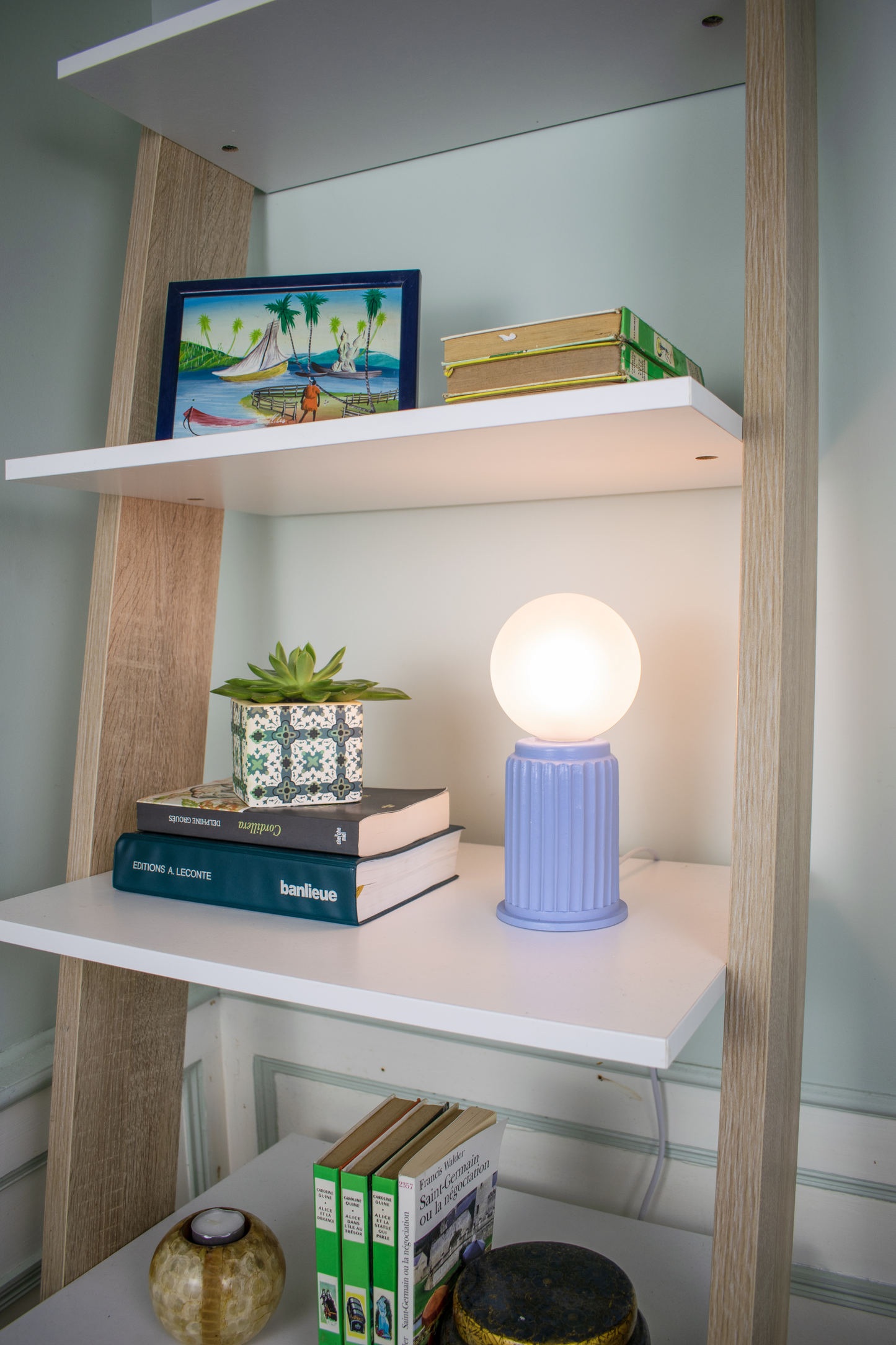 Blue Adeera | Small Light Blue Dimmable Bedside Table Lamp