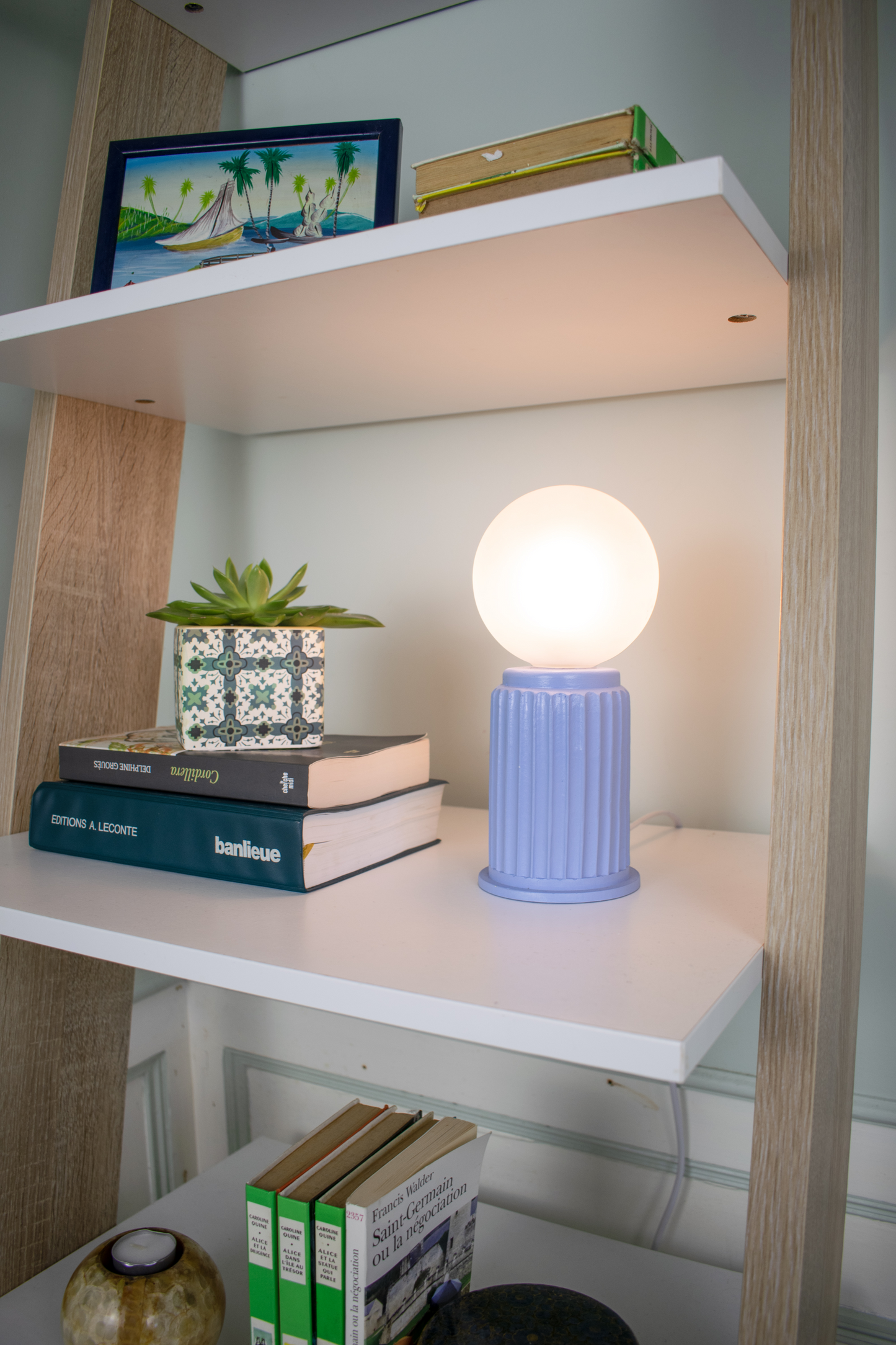 Blue Adeera | Small Light Blue Dimmable Bedside Table Lamp