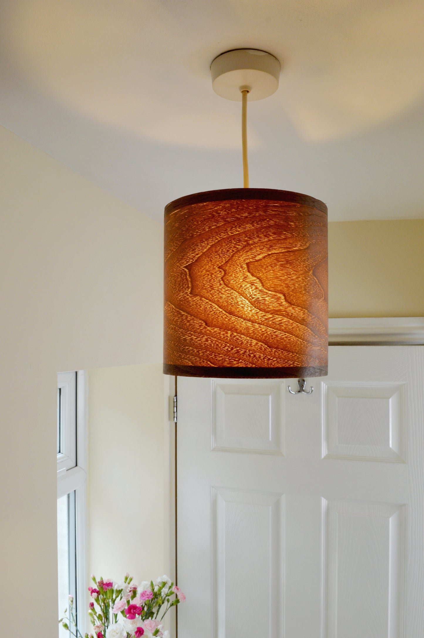 20cm Dark Walnut veneer ceiling pendant light shade